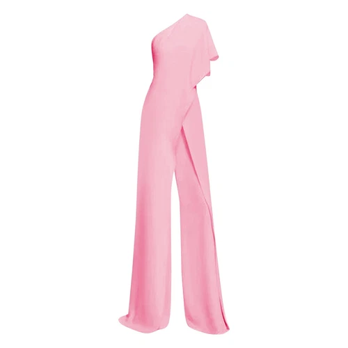 Mono de mujer de un hombro sin tirantes asimétrico pantalón largo elegante monos - Imagen 14 de 60