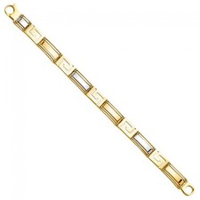 Solid 14K bicolor gold Greek Key bracelet EJAB512