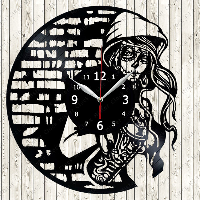 80s ポストモダン　トライアングルクロック Graffiti Vinyl Record Wall Clock Decor Handmade 267 | eBay