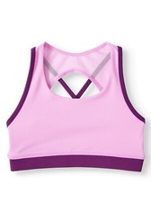 Avia Girls Studio Active Sports Bra SMALL 6-6X Violet Bloom Spandex Mesh NEW