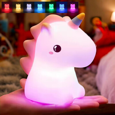 Squishy Einhorn Nachtlicht Kinder weich 7 Farbwechsel LED Nachttischlampe