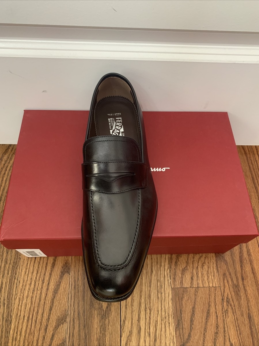 New Salvatore Ferragamo TRAMEZZA MILES 2 Black Leather Men Loafers