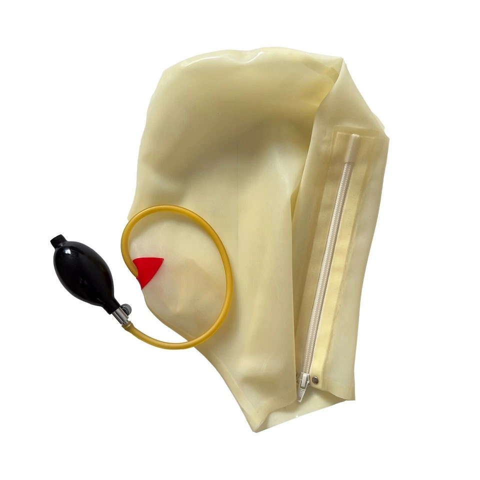Cappuccio gomma lattice trasparente esperienza soffocamento maschera gomma sex donna - Immagine 2 di 4