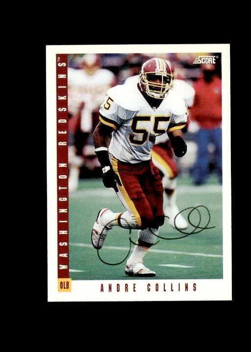 Andre Collins 1993 Score Redskins authentic autographed card