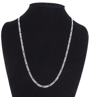 0,925 Sterlingsilber italienische 3,9 mm flache 24'' Figaro Gliederkette Halskette   Unisex