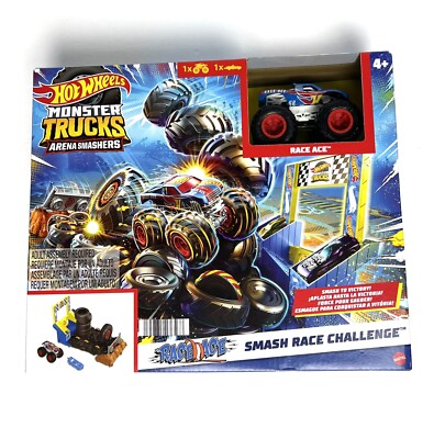 Hot Wheels Monster Truck Arena Smashers Race Ace Truck Smash Race Challenge New