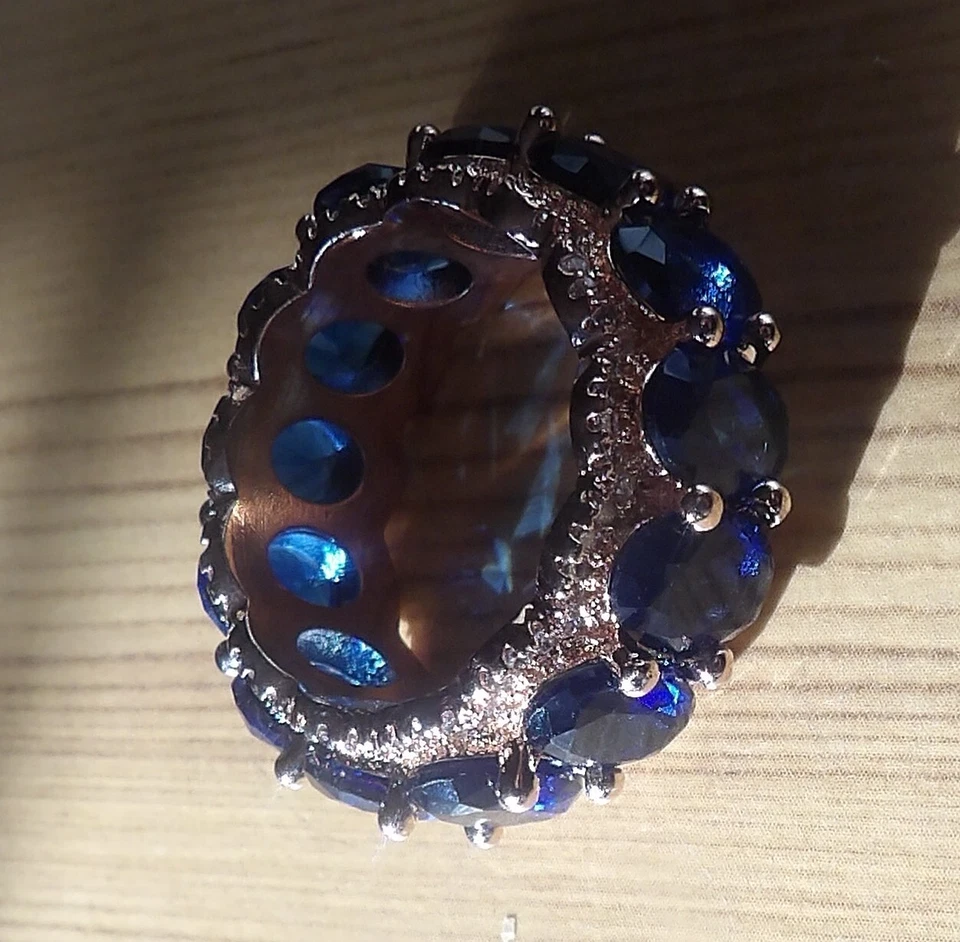 SSR con piedras azules y anillo superpuesto cobre talla 10 1/2 Foto 3 de 4