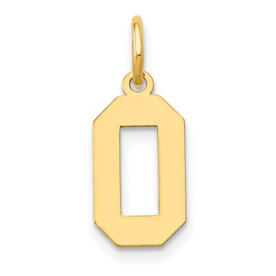 14K Yellow Gold Small Polished Number 0 Charm