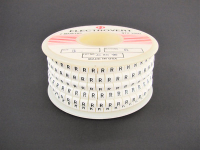1000x Wieland Size 3, Letter R Slip On Wire Marker  .080'' to .12'' OD Z Type