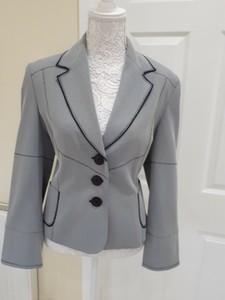 Michel Ambers Grey Dog Tooth Lined Jacket With Black Trim ...