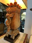 Rare Handcarved Chinese Ceremonial Urn Alabaster Lamp with Silk Shade Volterra — photo 9