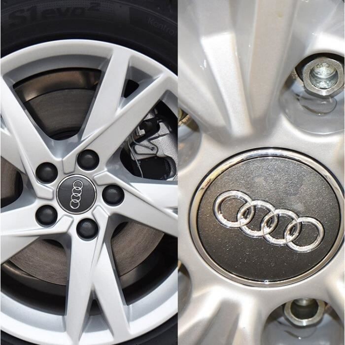 4 Cache-moyeux Noirs Pour Audi SLine A3 A4 A5 A6 A7 A8 TT Q3 Q5 Q7 - Diamètre 69mm