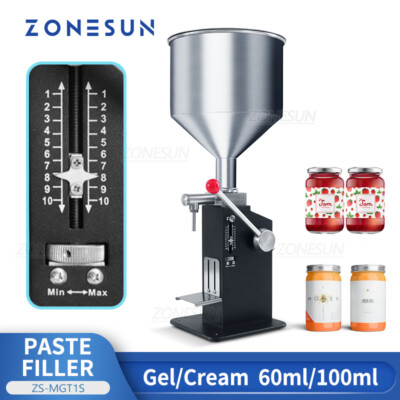 ZONESUN Honey Filling Machine Manual Liquid Paste Sauce Bottle Filler ZS-MGT1S