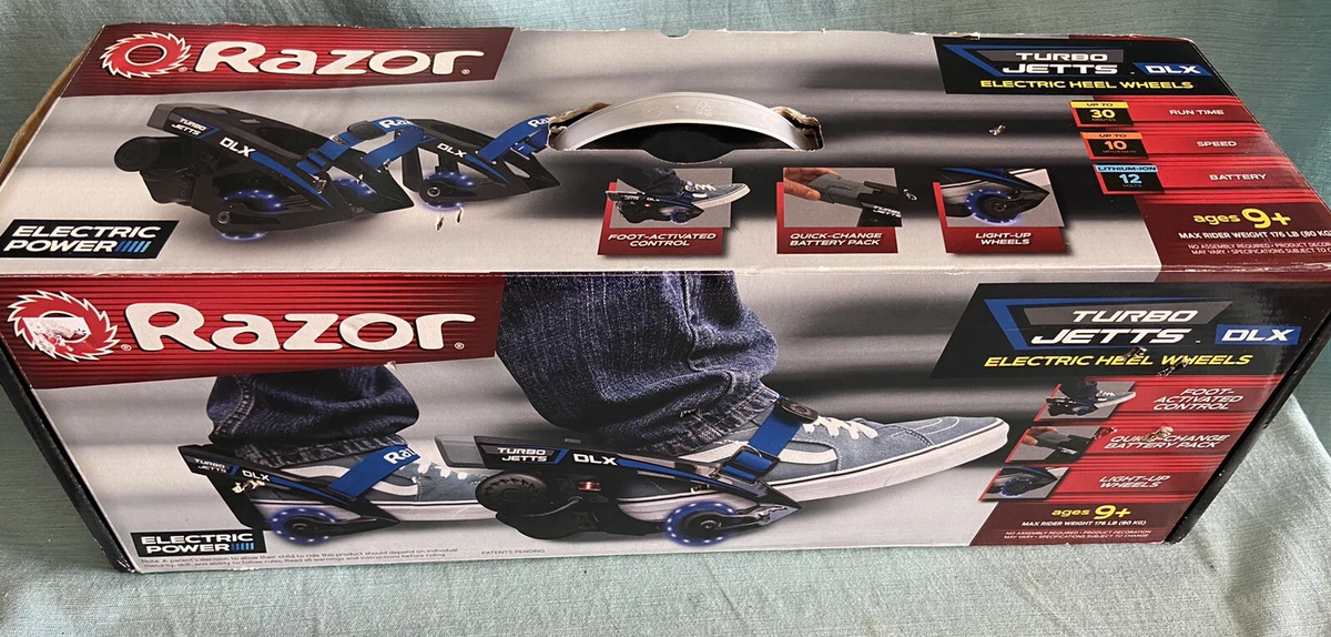 Razor Turbo Jetts Electric Heel Wheels DLX Blue w Lighted Wheels