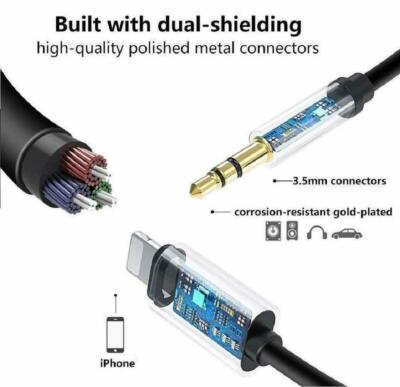IPhone 7 8 X XR 11 12 13 Pro Max 8 Pin to 3.5mm AUX Audio Car Adapter Cord lot