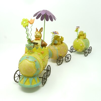 Anthropomorphic Easter Egg Train Whimsical Decorative Centerpiece 22'' Long