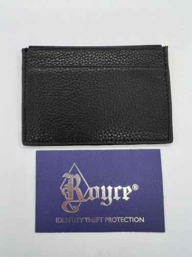 Royce Leather Men's Pebble Identity Safe RFID Credit Card Wallet Black  - Picture 1 of 2