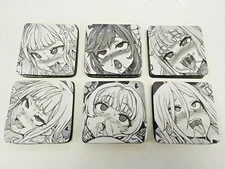 Square Anime Lewd Hentai Ahegao Coaster sets 6 Styles (2 coasters per style) 
