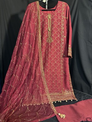Brand - ASIM JOFA - Premium Chiffon Emb 3 Pc Suit - Medium Size - $85
