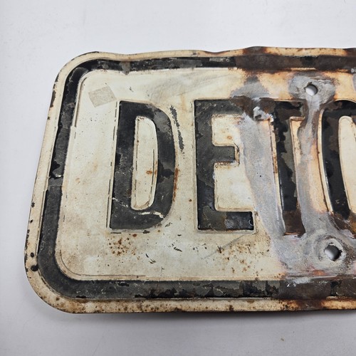 Vtg Old Detour Sign Primitive Rustic Steel Man Cave Highway Road Fabulous Patina - Picture 10 of 17