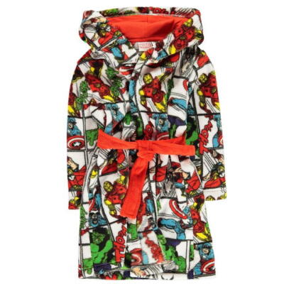 MARVEL COMICS BATH ROBE AGE 4-8 YEARS DRESSING GOWN BOYS GIRLS