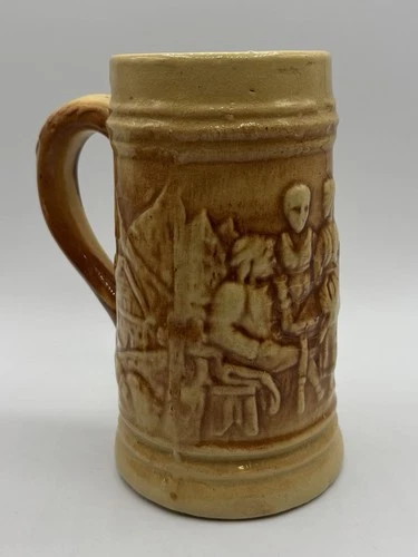 1920'S Hull #492 Old Tavern Mug Antique UTILITY STONEWARE BEER STEIN Brown Clay