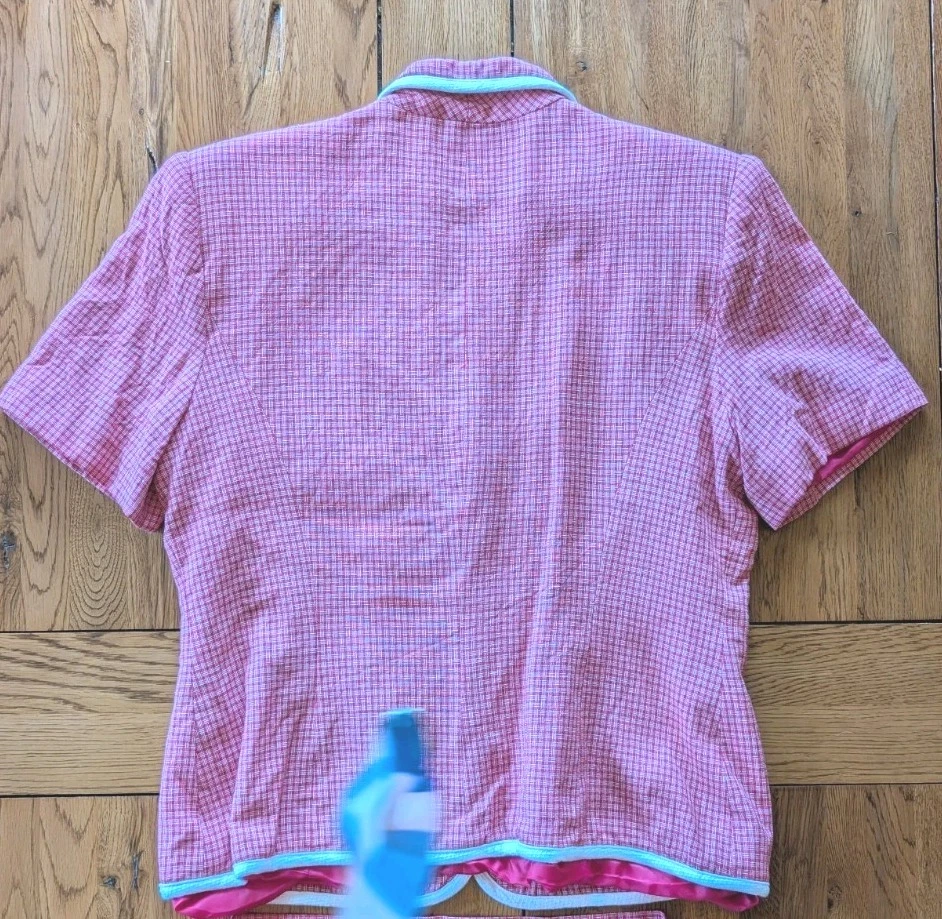 Vintage Leslie Fay Suits Women's Skirt Suit Size 10 – Pink Check Short Sleeve... - Image 4 of 4