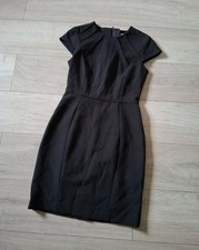H&M Black Stretch Pencil Dress Shoulder Seaming Smart Occasion Office Work UK10