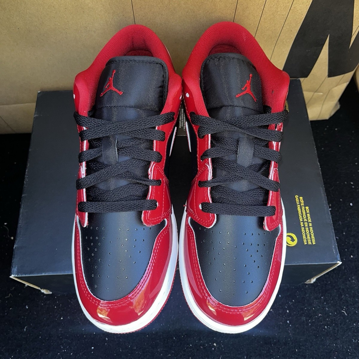 NEW Jordan 1 Low SE Patent Varsity Red Black NBY HV4396-006 Womens