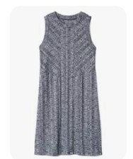 Gap Ribbed Softspun  Womens Dress Sleeveless Stretch Blue Large