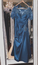 Rina Di Montella Mother Of The Bride Evening Dress Gown Sequins Lace Sz 12
