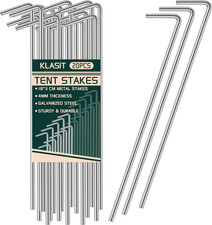 20 Pack of Heavy Duty Metal Galvanized Steel Tent Stakes for Camping/Inflatables
