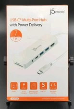 J5create USB-C Multi Port Hub with Power Delivery 7-in-1 Functions White JCD373