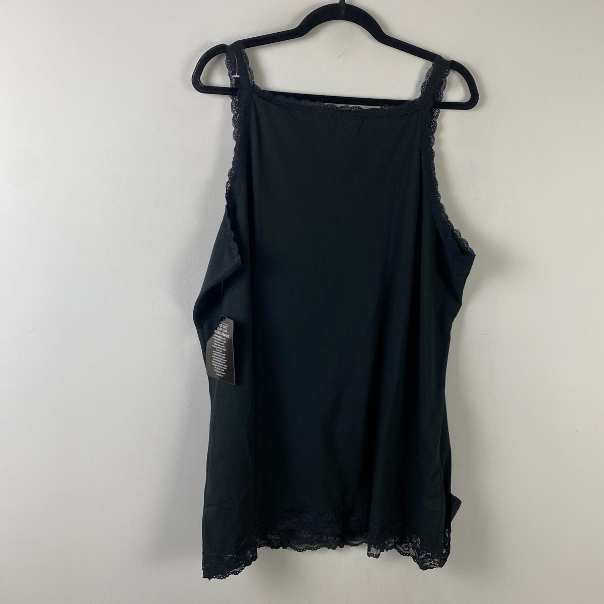 Woman Within Black Lace Trim Tank Top Size 2X Cotton Blend | eBay