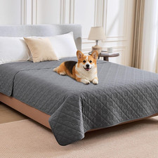 Waterproof Bed Cover for Dogs, Paw Print Quilted Bed Blanket, Washable, Pet Hair