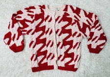 Vintage 1989 The Eagle's Eye Hand-Knit Tapestry Cardigan Sweater Size Large