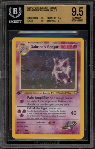 Pokemon Sabrina's Gengar Holo Gym Heroes 1st Edition 14 Bgs 9.5 Gold