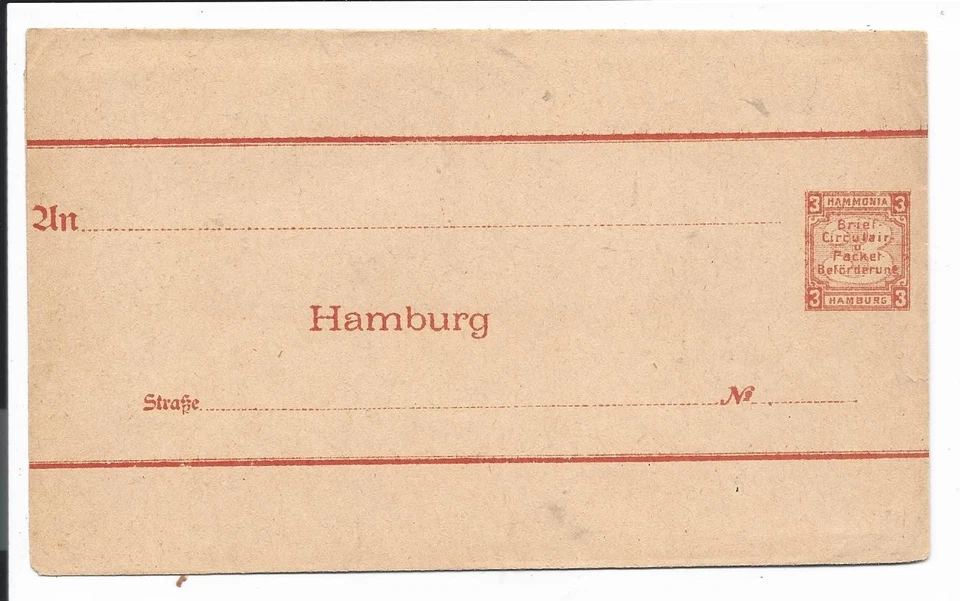Stadtpost Hamburg Streifband Hammonia 3 Pf ungebraucht - Bild 1 von 1