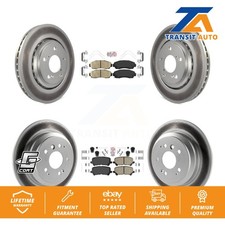 Front Rear Ceramic Pad Coated Disc Brake Rotors Kit For 2019-2024 Honda Passport