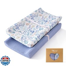 TILLYOU Muslin Changing Pad Cover for Baby Girls Boys, Soft and Breathable Co