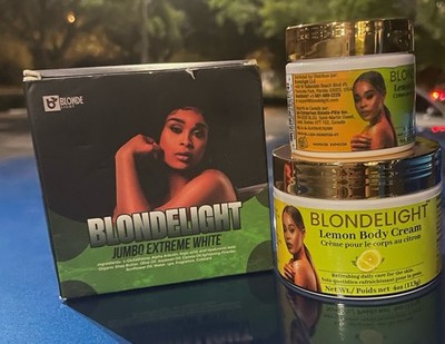 Blondelight BrighteningSetJumboSoap LemonBodyCream +Face Cream Skin Care Bundle