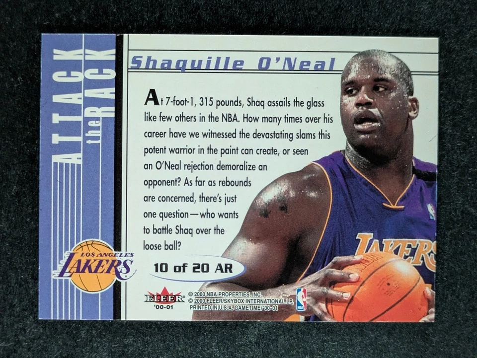 2000-01 Fleer Game Time SHQUILLE O'NEAL Attack The Rack HOF LA Lakers #10 - Image 2 of 3