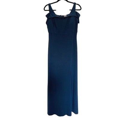Nightway Cold Shoulder Gown Women 12P Blue Side Slit Formal Evening Dress