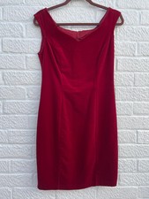 Coppernob Deep Red Velvet Knee Length Vintage Dress Size UK 10