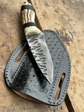 Coltello da caccia in acciaio ad alto tenore di carbonio fatto a mano personalizzato con manico in corno di cervo