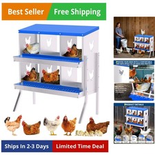 Chicken Nesting Box, 6 Compartment Galvanized Steel Chicken Laying Boxes, Hea...