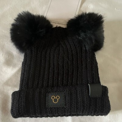 Love Your Melon Disney Mickey Mouse Black Knit Pom Beanie Hat 