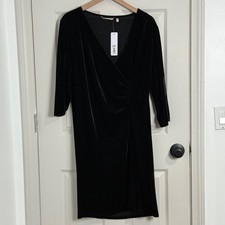 Soft Surroundings Velvet Dress Womens 1X Black Classic Elegant Timeless NWT