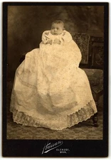 Antique Cabinet Card Circa 1890s Hassan Cute Baby In Dress Glencoe Minn.