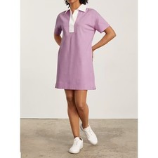 Everlane Organic Cotton Polo Dress Lilac White Collar Short Sleeve Midi M